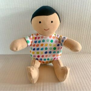 Lovevery Organic Cotton Baby Doll Plush Black Hair Light Skin Montessori Play 8”